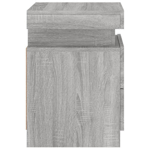 vidaXL Bedside Cabinet with LED Lights Grey Sonoma 35x39x55 cm