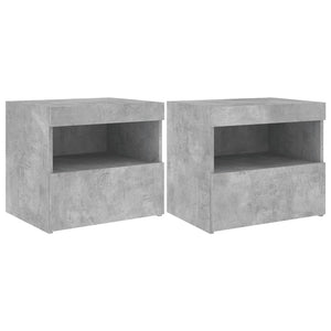 vidaXL Bedside Cabinets with LED Lights 2 pcs Concrete Grey 50x40x45 cm