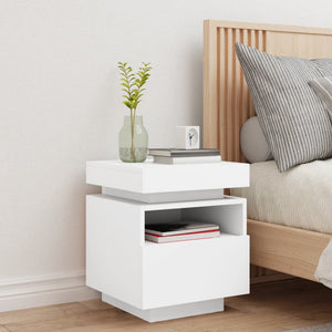 vidaXL Bedside Cabinet with LED Lights White 40x39x48.5 cm