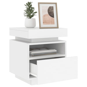 vidaXL Bedside Cabinet with LED Lights White 40x39x48.5 cm