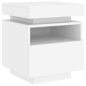 vidaXL Bedside Cabinet with LED Lights White 40x39x48.5 cm