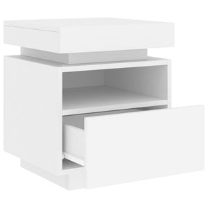 vidaXL Bedside Cabinet with LED Lights White 40x39x48.5 cm