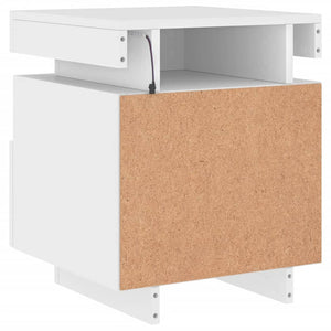 vidaXL Bedside Cabinet with LED Lights White 40x39x48.5 cm