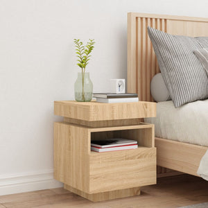 vidaXL Bedside Cabinet with LED Lights Sonoma Oak 40x39x48.5 cm