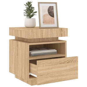 vidaXL Bedside Cabinet with LED Lights Sonoma Oak 40x39x48.5 cm