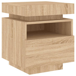 vidaXL Bedside Cabinet with LED Lights Sonoma Oak 40x39x48.5 cm