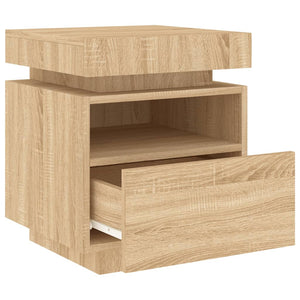 vidaXL Bedside Cabinet with LED Lights Sonoma Oak 40x39x48.5 cm