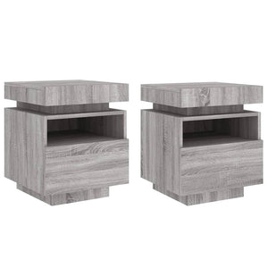 vidaXL Bedside Cabinets with LED Lights 2 pcs Grey Sonoma 40x39x48.5 cm