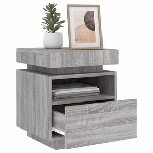 vidaXL Bedside Cabinets with LED Lights 2 pcs Grey Sonoma 40x39x48.5 cm