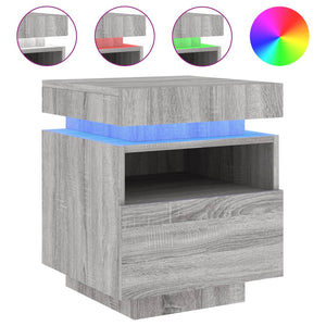 vidaXL Bedside Cabinets with LED Lights 2 pcs Grey Sonoma 40x39x48.5 cm