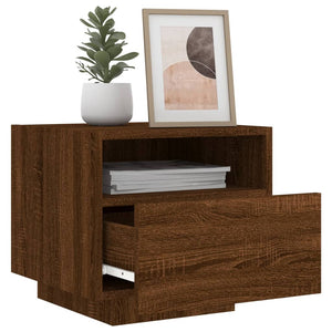 vidaXL Bedside Cabinets with LED Lights 2 pcs Brown Oak 40x39x37 cm