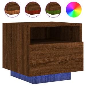 vidaXL Bedside Cabinets with LED Lights 2 pcs Brown Oak 40x39x37 cm