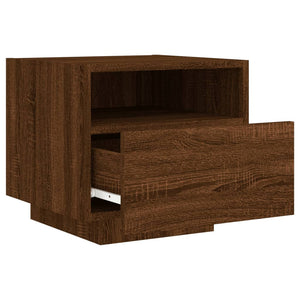 vidaXL Bedside Cabinets with LED Lights 2 pcs Brown Oak 40x39x37 cm