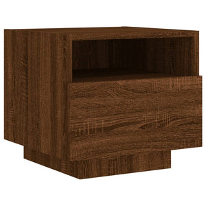 vidaXL Bedside Cabinets with LED Lights 2 pcs Brown Oak 40x39x37 cm