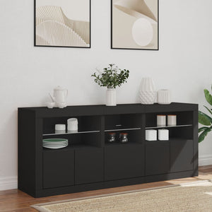 vidaXL Sideboard with LED Lights Black 162x37x67 cm