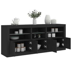 vidaXL Sideboard with LED Lights Black 162x37x67 cm