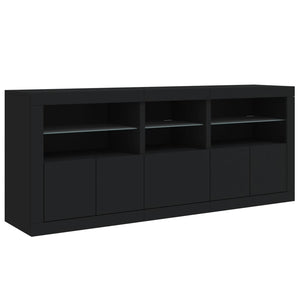 vidaXL Sideboard with LED Lights Black 162x37x67 cm