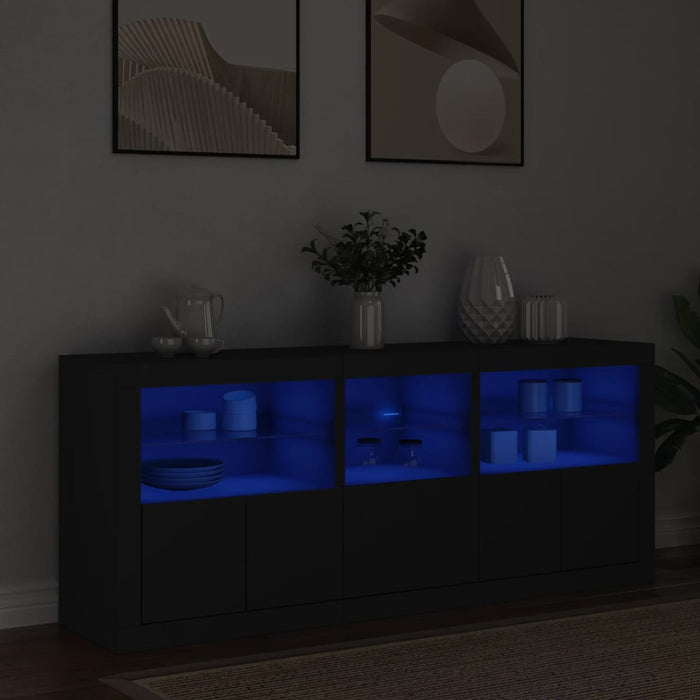 vidaXL Sideboard with LED Lights Black 162x37x67 cm