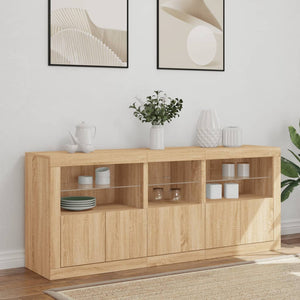 vidaXL Sideboard with LED Lights Sonoma Oak 162x37x67 cm