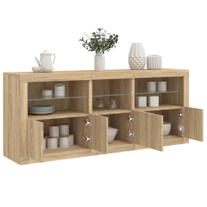 vidaXL Sideboard with LED Lights Sonoma Oak 162x37x67 cm