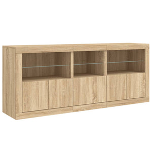 vidaXL Sideboard with LED Lights Sonoma Oak 162x37x67 cm