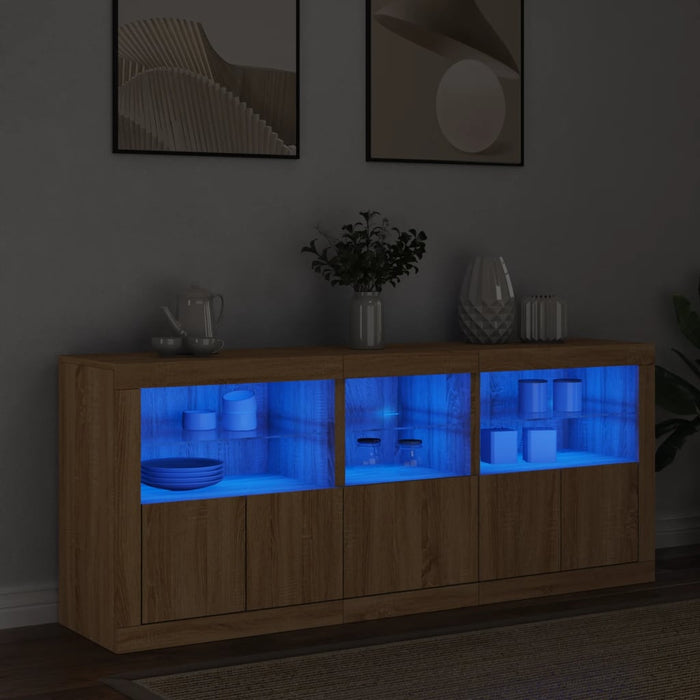 vidaXL Sideboard with LED Lights Sonoma Oak 162x37x67 cm