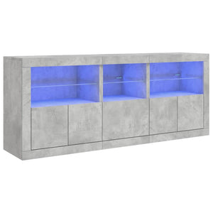 vidaXL Sideboard with LED Lights Concrete Grey 162x37x67 cm