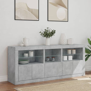 vidaXL Sideboard with LED Lights Concrete Grey 162x37x67 cm