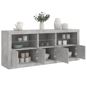 vidaXL Sideboard with LED Lights Concrete Grey 162x37x67 cm