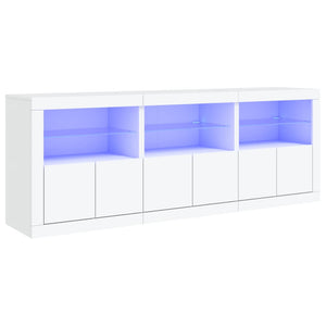 vidaXL Sideboard with LED Lights White 181.5x37x67 cm