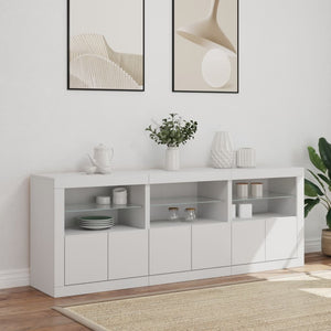 vidaXL Sideboard with LED Lights White 181.5x37x67 cm