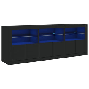 vidaXL Sideboard with LED Lights Black 181.5x37x67 cm