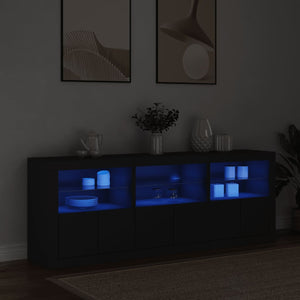 vidaXL Sideboard with LED Lights Black 181.5x37x67 cm