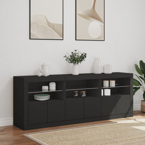 vidaXL Sideboard with LED Lights Black 181.5x37x67 cm