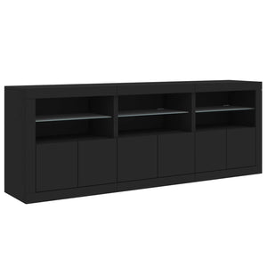 vidaXL Sideboard with LED Lights Black 181.5x37x67 cm