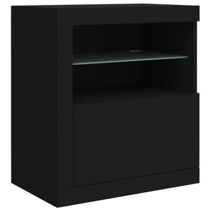 vidaXL Sideboard with LED Lights Black 181.5x37x67 cm