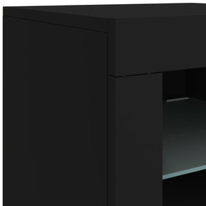 vidaXL Sideboard with LED Lights Black 181.5x37x67 cm