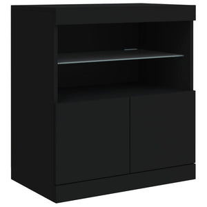 vidaXL Sideboard with LED Lights Black 181.5x37x67 cm