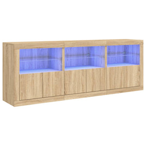 vidaXL Sideboard with LED Lights Sonoma Oak 181.5x37x67 cm