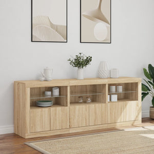 vidaXL Sideboard with LED Lights Sonoma Oak 181.5x37x67 cm