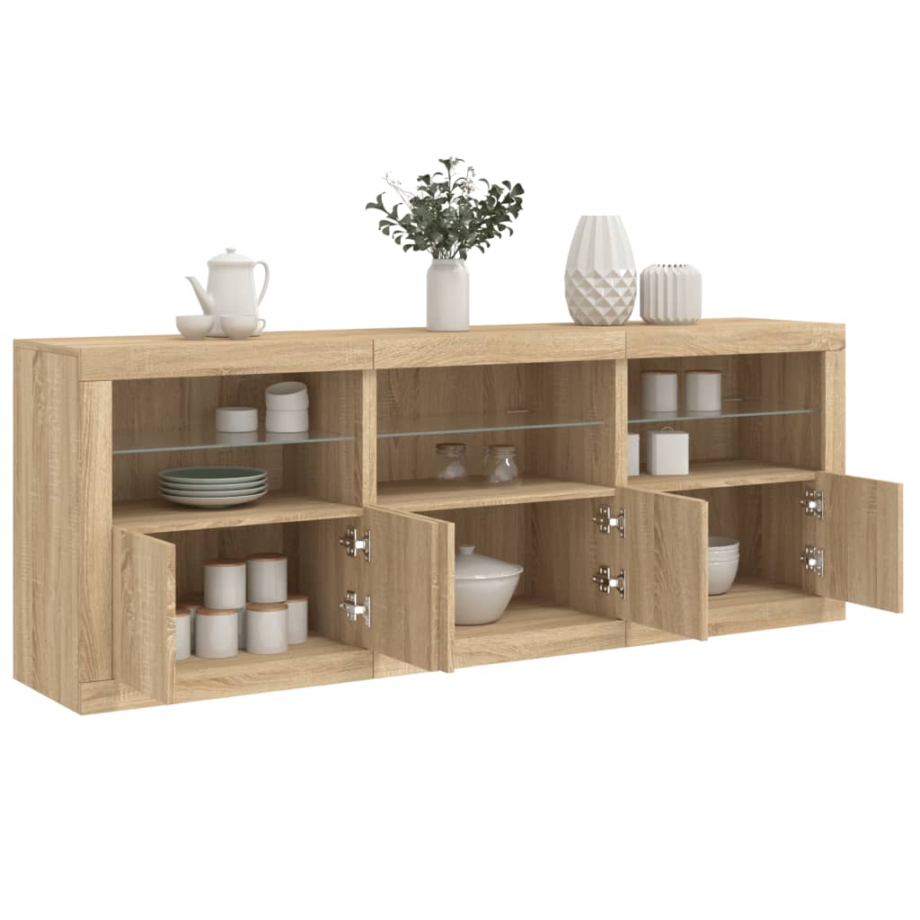 vidaXL Sideboard with LED Lights Sonoma Oak 181.5x37x67 cm