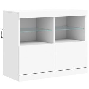 vidaXL Sideboard with LED Lights White 202x37x67 cm