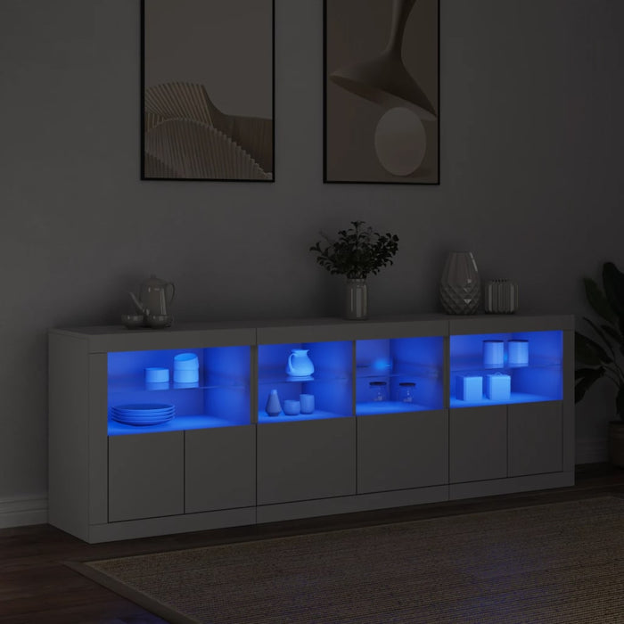 vidaXL Sideboard with LED Lights White 202x37x67 cm