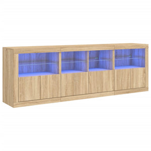 vidaXL Sideboard with LED Lights Sonoma Oak 202x37x67 cm