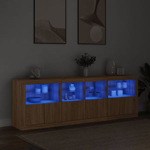 vidaXL Sideboard with LED Lights Sonoma Oak 202x37x67 cm