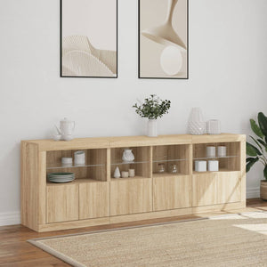 vidaXL Sideboard with LED Lights Sonoma Oak 202x37x67 cm