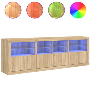 vidaXL Sideboard with LED Lights Sonoma Oak 202x37x67 cm