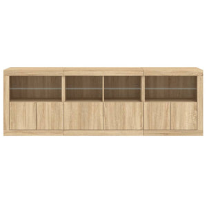 vidaXL Sideboard with LED Lights Sonoma Oak 202x37x67 cm