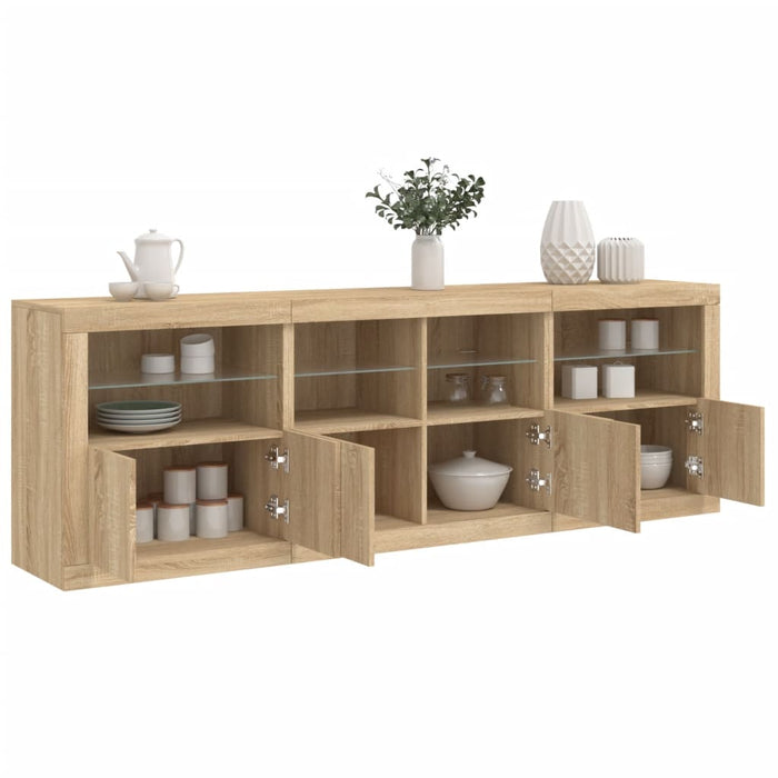 vidaXL Sideboard with LED Lights Sonoma Oak 202x37x67 cm