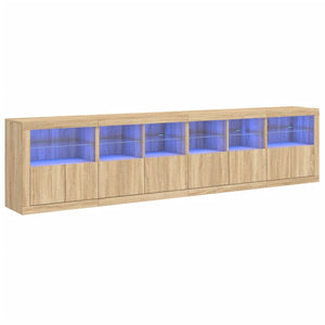 vidaXL Sideboard with LED Lights Sonoma Oak 283x37x67 cm